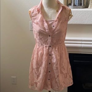 Cute peach color dress with button up top